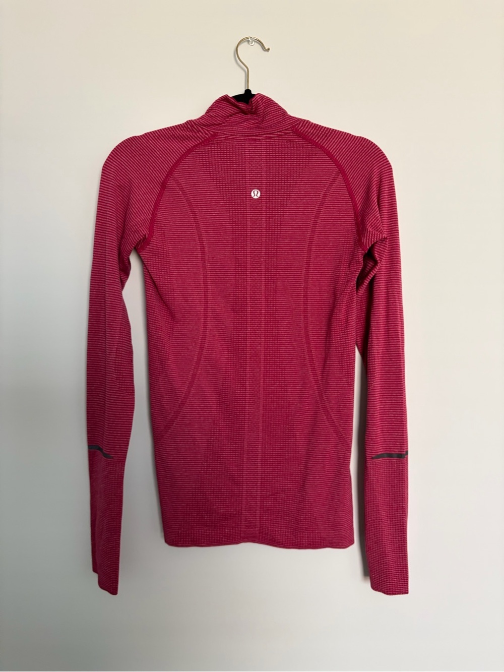 Lululemon Run Swiftly Half Zip Pullover Pink red Heather Thumbholes Women’s S - Picture 2 of 3